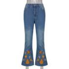 Flower Embroidered Bootcut Jeans