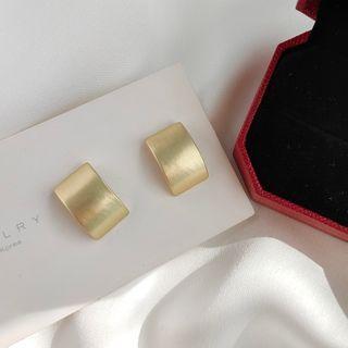 Brushed Alloy Earring 1 Pair - 925 Silver - Gold - One Size
