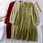 Double-breasted Embroidered A-line Dress