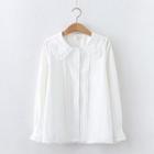 Lace Collar Pleated Long-sleeve Shirt