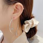 Rhinestone Star Alloy Open Hoop Earring 1 Pair - Te2678 - Silver - One Size