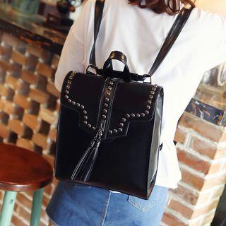 Studded Faux-leather Square Backpack