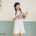 Ruffle Hem Short-sleeve T-shirt Dress