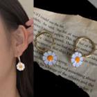 Flower Dangle Earring 1 Pair - 0760a - Earring - White Flower - Gold - One Size