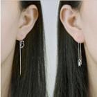 Non-matching 925 Sterling Silver Cat & Fish Bone Dangle Earring 925 Sterling Silver - One Size