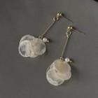 Disc Shell Faux Pearl Alloy Dangle Earring 1 Pair - C-705 - Gold & White - One Size