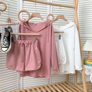 Set: Loose-fit Hooded T-shirt + Drawcord Sweatshorts