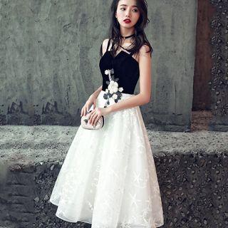 Spaghetti-strap A-line Prom Dress / Off-shoulder High-low Prom Dress