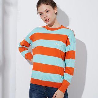 Long Sleeve Color-block Striped Top