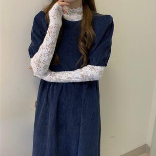 Long-sleeve Top / Short-sleeve Midi A-line Dress