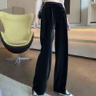 Wide-leg Velvet Pants Black - One Size