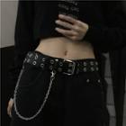 Chained Faux Leather Belt 1pc - Black - One Size