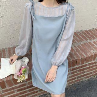 Mesh Blouse / Spaghetti Strap Mini Dress