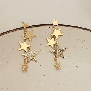 Alloy Star Dangle Earring 1 Pair - 925 Silver Needle - Gold - One Size