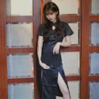Short-sleeve Satin Qipao Dress
