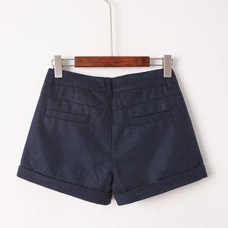 Tie-waist Woolen Shorts