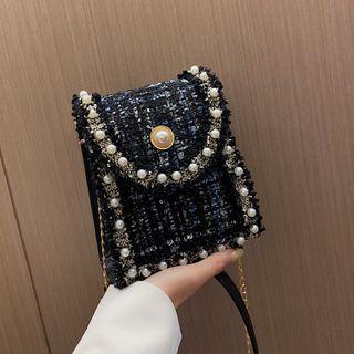 Embellished Tweed Crossbody Bag