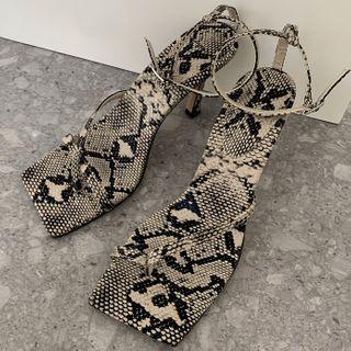 Strappy Python Heeled Sandals