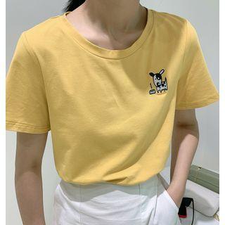 Long-sleeve Puppy Embroidered T-shirt