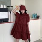 Set: Short-sleeve Shirt Dress + Bucket Hat