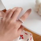 Faux Pearl Layered Open Ring Rose Gold Ring - One Size