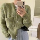 Plain Long Sleeve Sweater / Open Front Cardigan