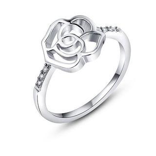 Rhinestone Perforated Rose Ring