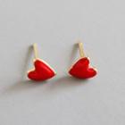 925 Sterling Silver Heart Stud Earring 1 Pair - 18k Gold - One Size