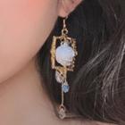 Flower Drop Earring 0892a - 1 Pair - Normal Hook Earring -non-matching - Gold - One Size