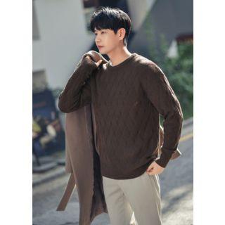 Rib-knit Argyle Sweater