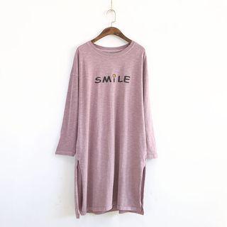 Lettering Slit T-shirt Dress