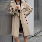 Double-breasted Oversize Coat With Sash