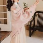 Floral Cardigan / Knit Top / Midi Skirt / Set