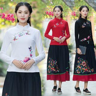 Embroidered Long-sleeve Hanfu Top