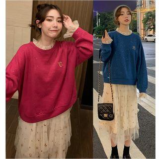 Embroidered Pullover / Midi A-line Skirt