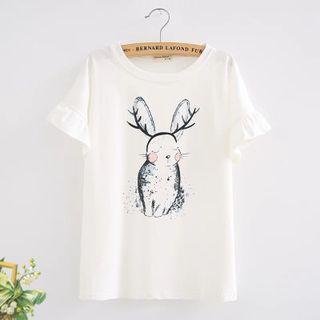 Bunny Print Short-sleeve T-shirt