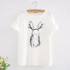 Bunny Print Short-sleeve T-shirt