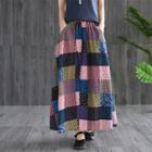 Pattern Paneled A-line Maxi Skirt As Shown In Figure - One Size