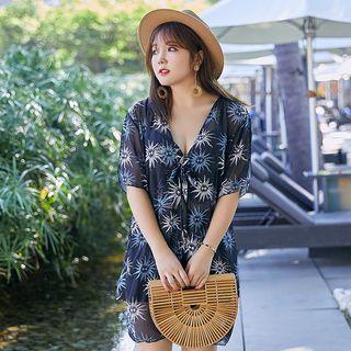 Set: Sun Pattern Bikini + Cover-up Jacket