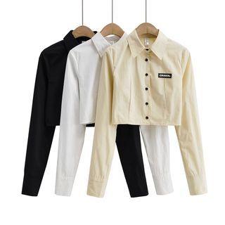 Plain Long Sleeve Cropped Shirt