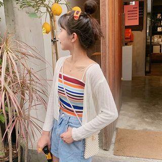Striped Camisole Top / Light Jacket