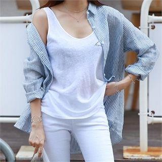 Stripe Linen Loose-fit Shirt