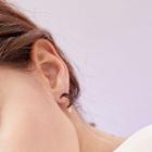 Moon Star Stud Earring 1 Pair - Silver Stud - Black - One Size
