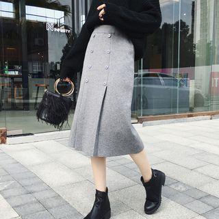 Double-breasted H-line Knit Skirt