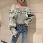 Retro Off Shoulder Long-sleeved Shirt