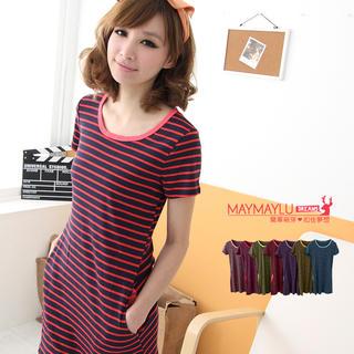 Short-sleeve Striped T-shirt Dress