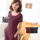 Short-sleeve Striped T-shirt Dress