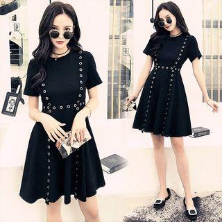 Studded Short-sleeve A-line Dress