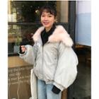 Faux-fur Panel Padded Bomber Jacket