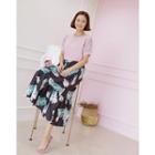 Tiered Foliage Long A-line Skirt